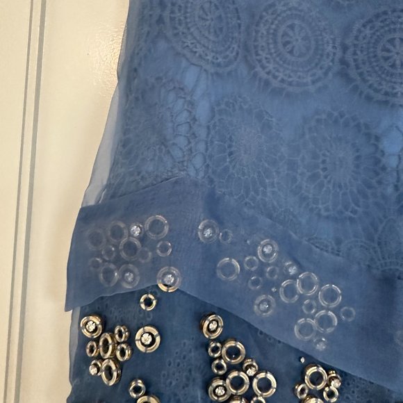 Vanessa Bruno Mini Dress Ring and Crytal Embellished Sz 38 in Blue - Picture 8 of 11